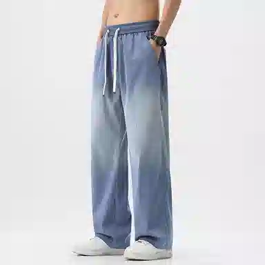希越 宽松直筒垂感渐变抽绳休闲裤 男款