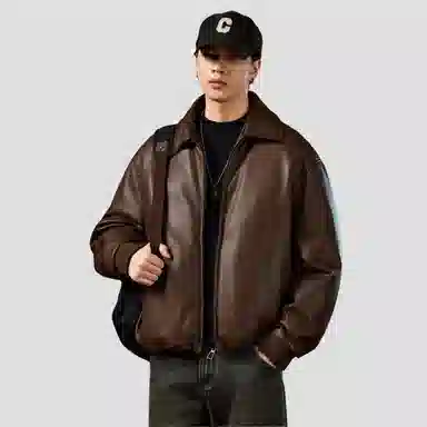 希越 复古翻领机车风羽绒服 男款