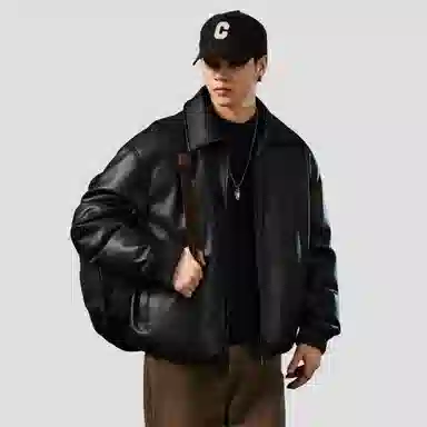 希越 复古翻领机车风羽绒服 男款