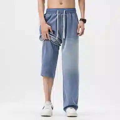希越 宽松直筒垂感渐变抽绳休闲裤 男款