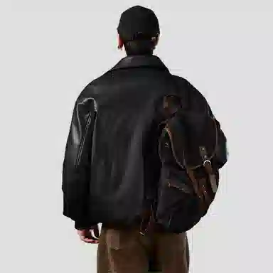 希越 复古翻领机车风羽绒服 男款