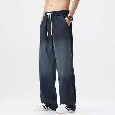 希越 宽松直筒垂感渐变抽绳休闲裤 男款