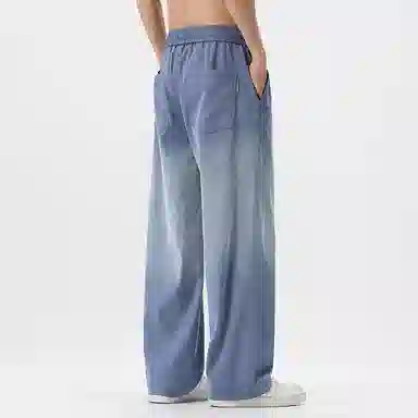 希越 宽松直筒垂感渐变抽绳休闲裤 男款