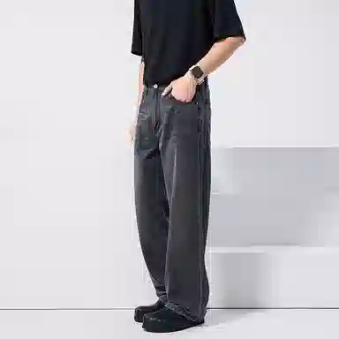 希越 直筒薄款冰感宽松阔腿牛仔裤 男款