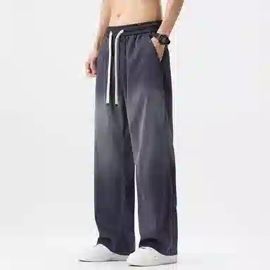 希越 宽松直筒垂感渐变抽绳休闲裤 男款