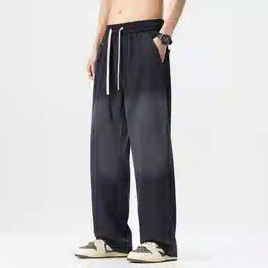 希越 宽松直筒垂感渐变抽绳休闲裤 男款