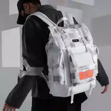 COEXISTENCE Reflective Backpack Large White Orange