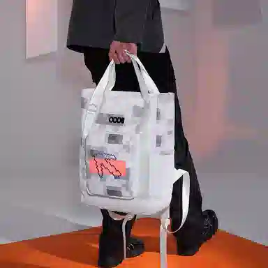 COEXISTENCE Reflective Backpack Large White Orange