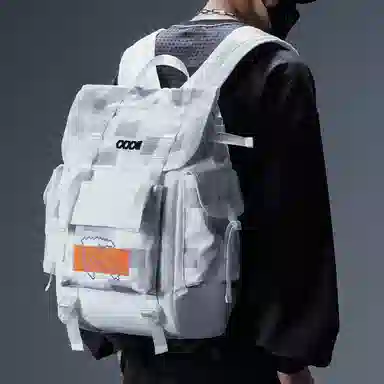 COEXISTENCE Reflective Backpack Large White Orange