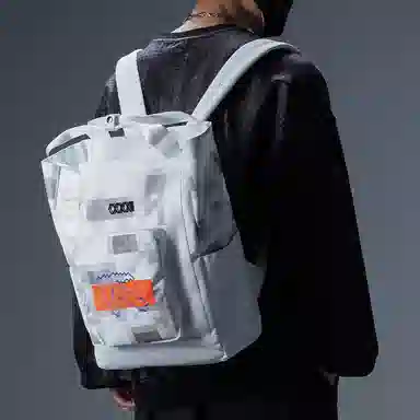 COEXISTENCE Reflective Backpack Large White Orange