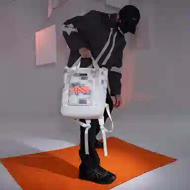 COEXISTENCE Reflective Backpack Large White Orange