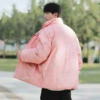 极限涡轮 美式立领基础双面穿复古纯色时尚宽松港风加厚保暖百搭面包服棉服 男女同款