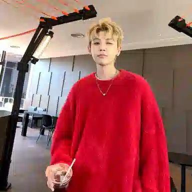 极限涡轮 美式街头风貂毛纯色加厚慵懒时尚休闲百搭宽松圆领针织衫 男女同款