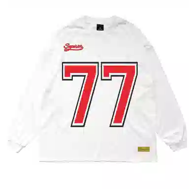 【77号球衣】极限涡轮 美式原创复古冰球设计感七十七号数字字母印花索罗娜嘻哈街头潮流百搭卫衣 男女同款