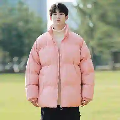 极限涡轮 美式立领基础双面穿复古纯色时尚宽松港风加厚保暖百搭面包服棉服 男女同款