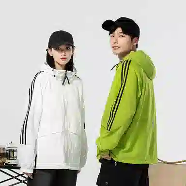 极限涡轮 时尚三条杠防晒防风防水撞色连帽舒适潮流百搭休闲夹克外套 男女同款