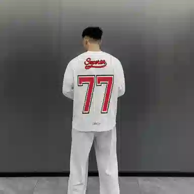 【77号球衣】极限涡轮 美式原创复古冰球设计感七十七号数字字母印花索罗娜嘻哈街头潮流百搭卫衣 男女同款