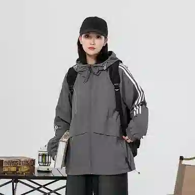 极限涡轮 时尚三条杠防晒防风防水撞色连帽舒适潮流百搭休闲夹克外套 男女同款