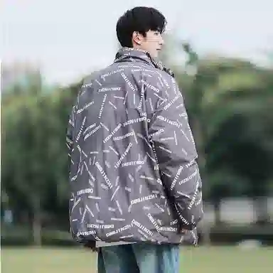 极限涡轮 美式立领基础双面穿复古纯色时尚宽松港风加厚保暖百搭面包服棉服 男女同款