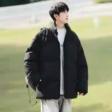 极限涡轮 美式立领基础双面穿复古纯色时尚宽松港风加厚保暖百搭面包服棉服 男女同款