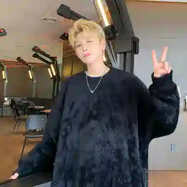 极限涡轮 美式街头风貂毛纯色加厚慵懒时尚休闲百搭宽松圆领针织衫 男女同款