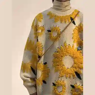 极限涡轮 时尚舒适百搭宽松慵懒风针织衫 男女同款 黑色