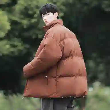 极限涡轮 美式立领基础双面穿复古纯色时尚宽松港风加厚保暖百搭面包服棉服 男女同款