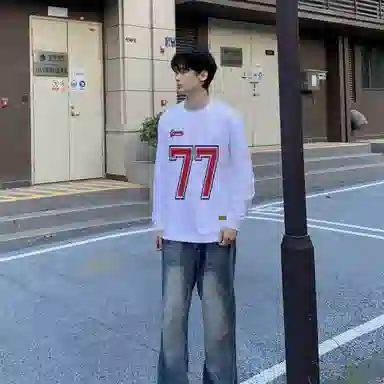 【77号球衣】极限涡轮 美式原创复古冰球设计感七十七号数字字母印花索罗娜嘻哈街头潮流百搭卫衣 男女同款