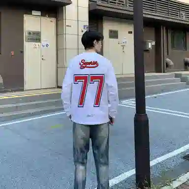 【77号球衣】极限涡轮 美式原创复古冰球设计感七十七号数字字母印花索罗娜嘻哈街头潮流百搭卫衣 男女同款