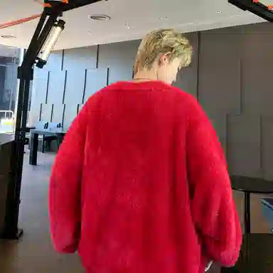 极限涡轮 美式街头风貂毛纯色加厚慵懒时尚休闲百搭宽松圆领针织衫 男女同款