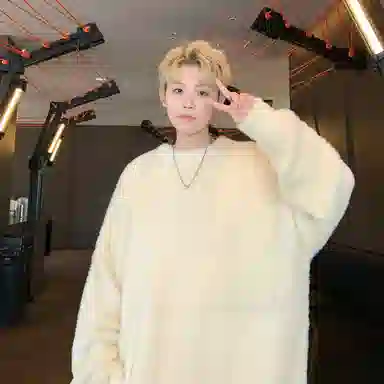 极限涡轮 美式街头风貂毛纯色加厚慵懒时尚休闲百搭宽松圆领针织衫 男女同款