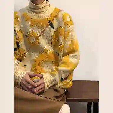 极限涡轮 时尚舒适百搭宽松慵懒风针织衫 男女同款 黑色