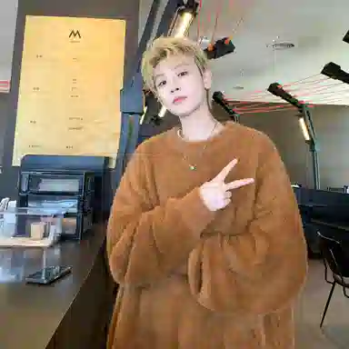 极限涡轮 美式街头风貂毛纯色加厚慵懒时尚休闲百搭宽松圆领针织衫 男女同款