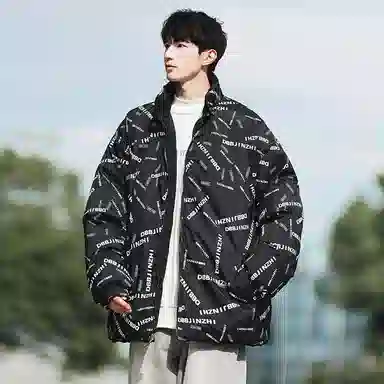 极限涡轮 美式立领基础双面穿复古纯色时尚宽松港风加厚保暖百搭面包服棉服 男女同款