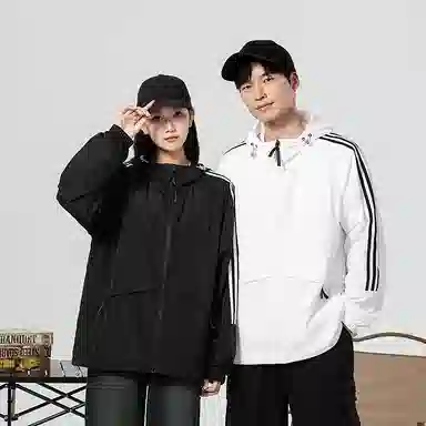 极限涡轮 时尚三条杠防晒防风防水撞色连帽舒适潮流百搭休闲夹克外套 男女同款