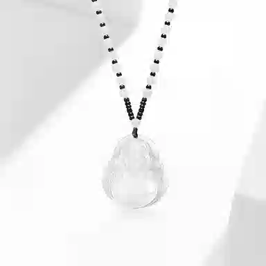 鸳鸯金楼 新中式国风系列 温润弥勒佛像 高级感浅色观音/弥勒佛编绳串珠 玉髓 项链 男女同款情侣款