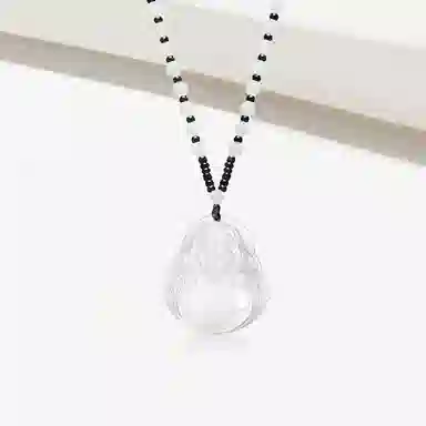 鸳鸯金楼 新中式国风系列 温润弥勒佛像 高级感浅色观音/弥勒佛编绳串珠 玉髓 项链 男女同款情侣款