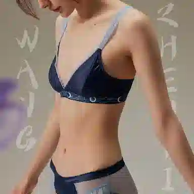 弗利少女 星云系列 缎面蕾丝织带小胸内衣薄款无钢圈性感文胸 女款 月隐蓝