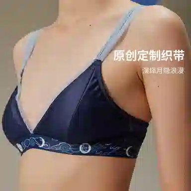 弗利少女 星云系列 缎面蕾丝织带小胸内衣薄款无钢圈性感文胸 女款 月隐蓝