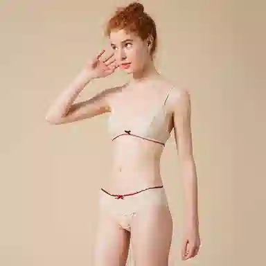 弗利少女 法式三角杯蕾丝学生文胸 无钢圈性感小胸内衣裤套装 女款 礼盒装