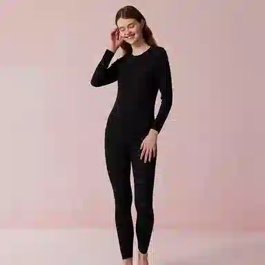 弗利少女 羊绒蚕丝发热保暖内衣纯色圆领打底秋衣秋裤修身无痕秋冬保暖套装 男女情侣款 礼袋装