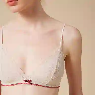弗利少女 法式三角杯蕾丝学生文胸 无钢圈性感小胸内衣裤套装 女款 礼盒装