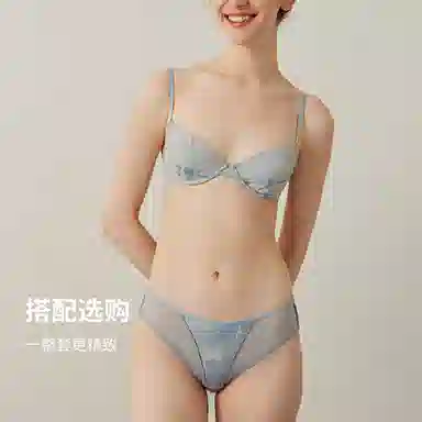 弗利少女 缎面网纱拼接百合提花性感三角内裤 女款