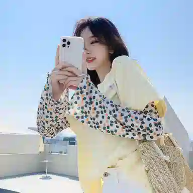 白卷 夏季休闲户外遮阳小太阳花冰袖 防晒袖 女款