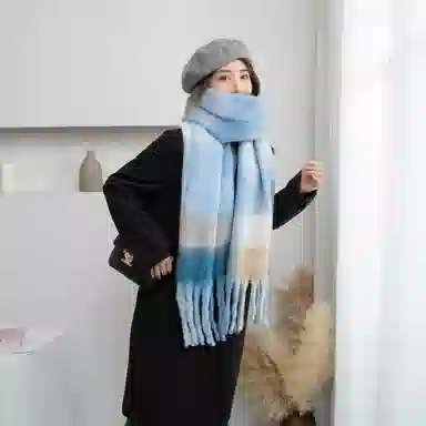 白卷 限定款马卡龙色保暖加厚 绒线围巾 女款