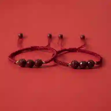 白卷 好运手链 手工编织 朱砂 聚酯纤维 手链 男女同款情侣款