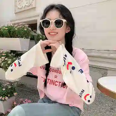 白卷 夏季户外出行遮阳百搭卡通冰袖 防晒袖 女款