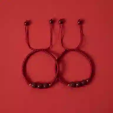 白卷 好运手链 手工编织 朱砂 聚酯纤维 手链 男女同款情侣款