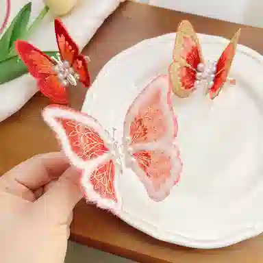 白卷 百搭简约立体渐变蝴蝶发饰 发夹 女款