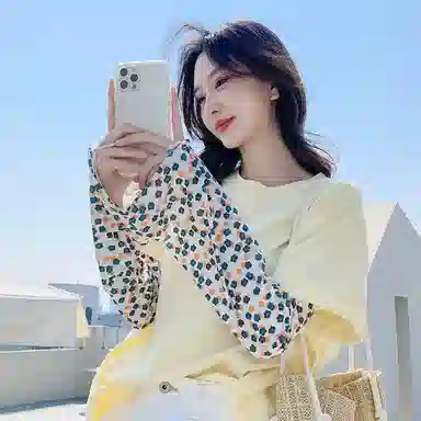 白卷 夏季休闲户外遮阳小太阳花冰袖 防晒袖 女款